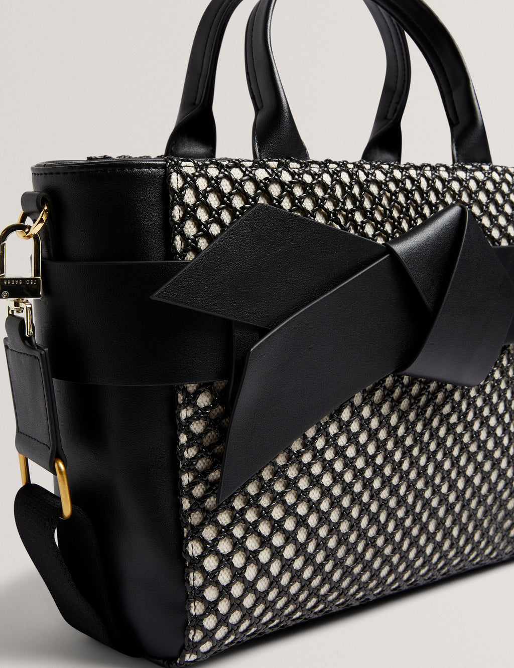 Women's JEESA-Soft PU Bow Canvas Mini Tote Bag