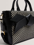 Women's JEESA-Soft PU Bow Canvas Mini Tote Bag