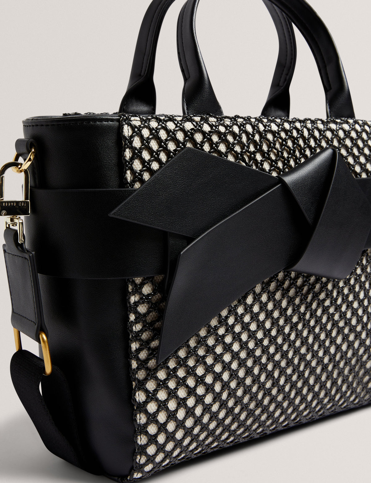 Women's JEESA-Soft PU Bow Canvas Mini Tote Bag