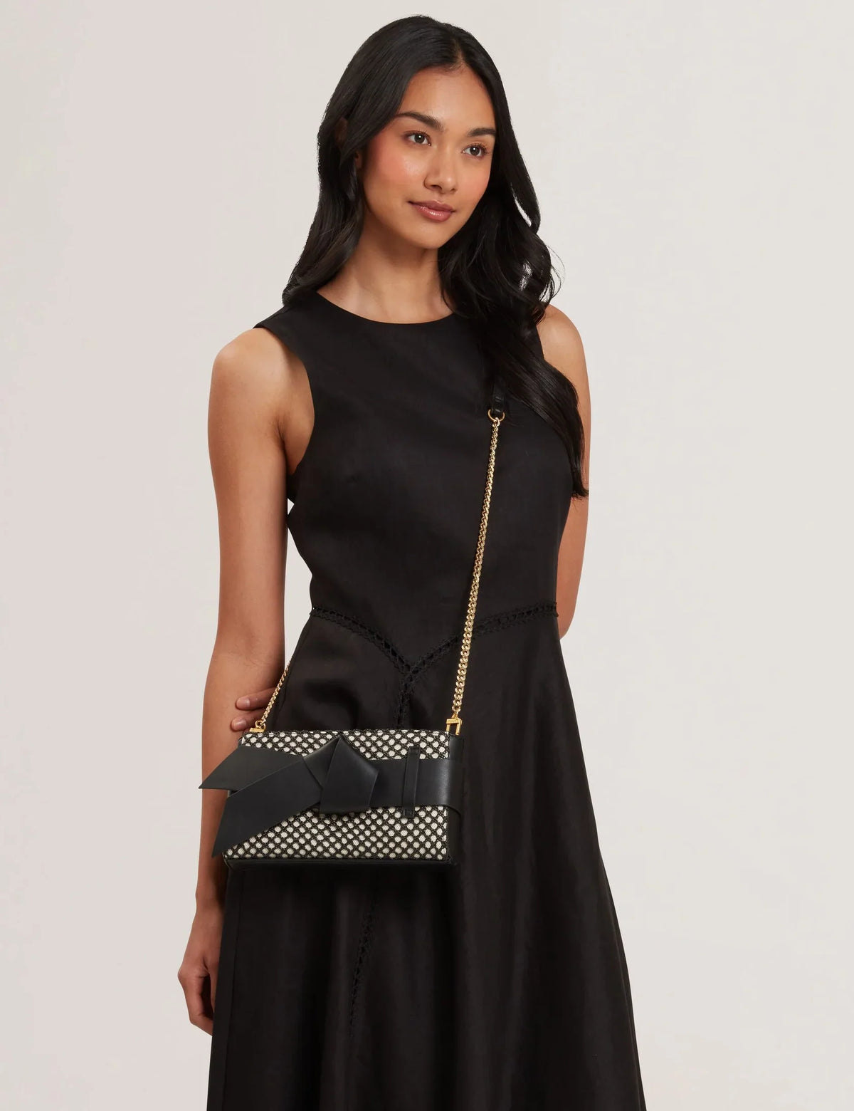 Women's JEESIE-Soft PU Bow Canvas Clutch Bag