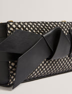 Women's JEESIE-Soft PU Bow Canvas Clutch Bag
