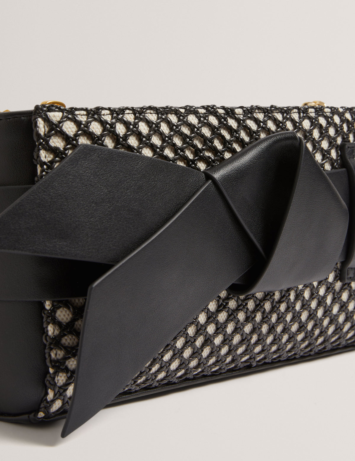 Women's JEESIE-Soft PU Bow Canvas Clutch Bag