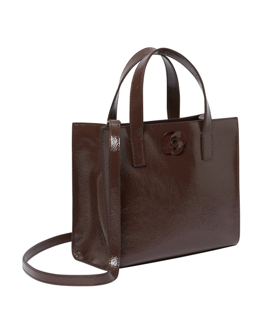 Women's ROUSETA-Rose Detail Midi Leather Bag Brn-Choc Ted Baker South Africa Bellabags