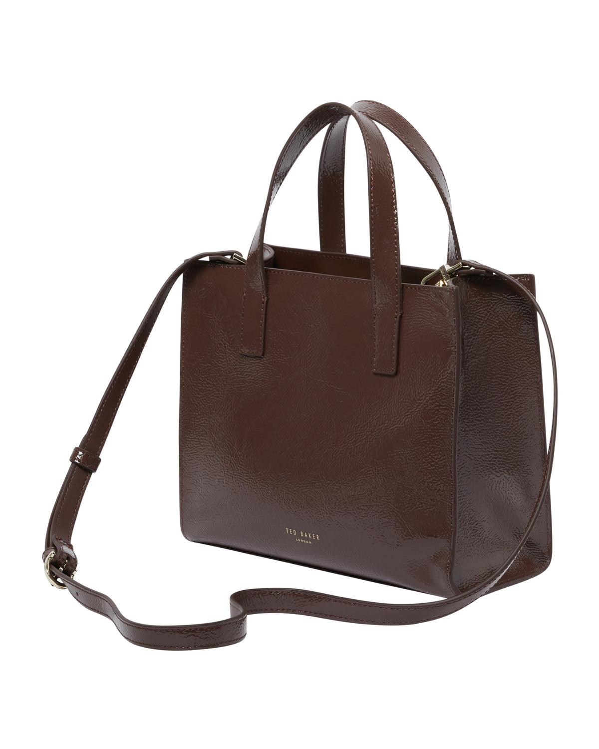 Women's ROUSETA-Rose Detail Midi Leather Bag Brn-Choc