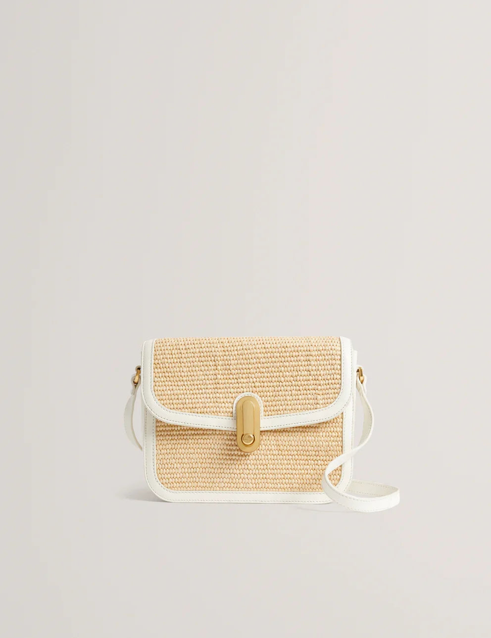 Women's KKASSIA-Twist Lock Large Raffia Crossbody Bag