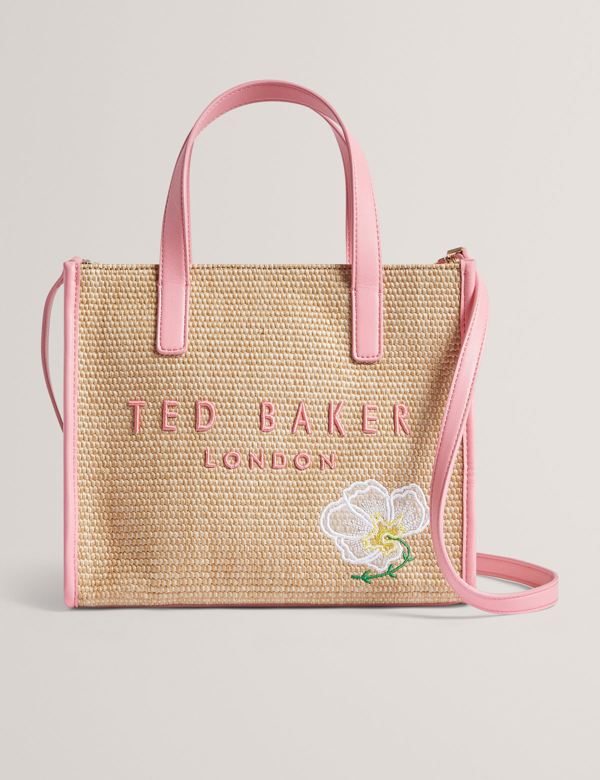 Women's FLAWERR-Faux Raffia Embroidered Icon Bag