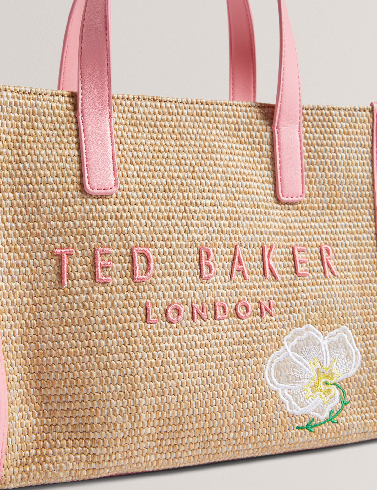 Women's FLAWERR-Faux Raffia Embroidered Icon Bag