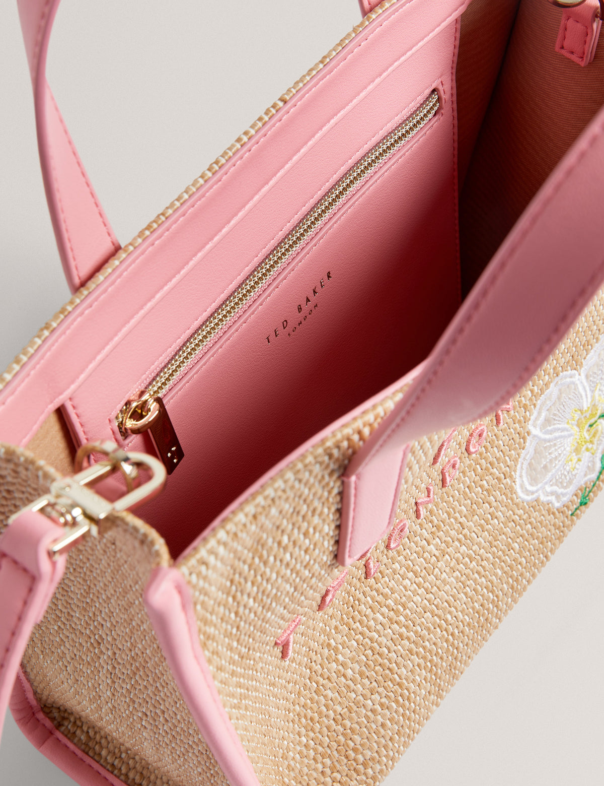 Women's FLAWERR-Faux Raffia Embroidered Icon Bag