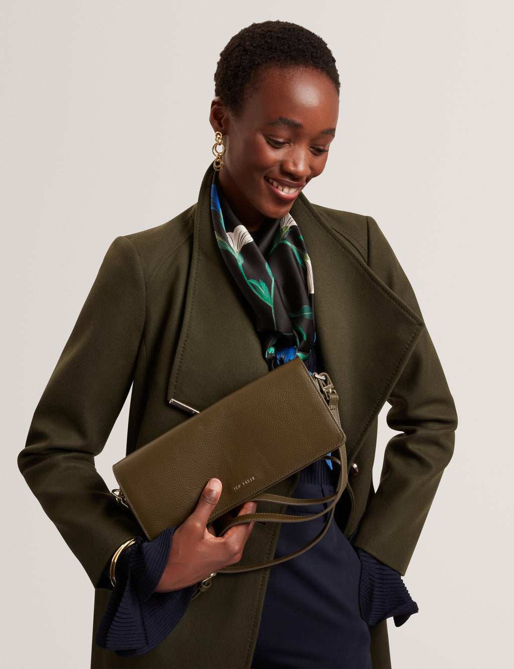 TWYYLA: Leather Elongated Shoulder Bag