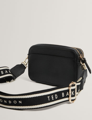 LINZIE: Webbing Leather Small Crossbody Camera Bag
