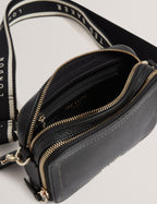 LINZIE: Webbing Leather Small Crossbody Camera Bag