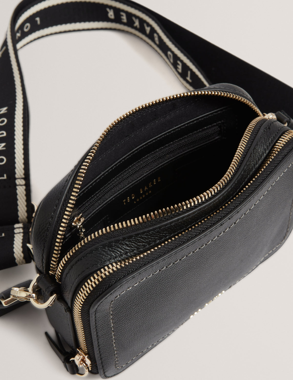 LINZIE: Webbing Leather Small Crossbody Camera Bag