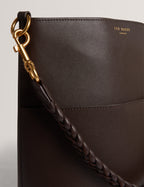 WANNDA: Weave Handle Leather Medium Bucket Bag