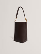 WANNDA: Weave Handle Leather Medium Bucket Bag
