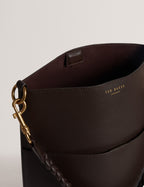 WANNDA: Weave Handle Leather Medium Bucket Bag