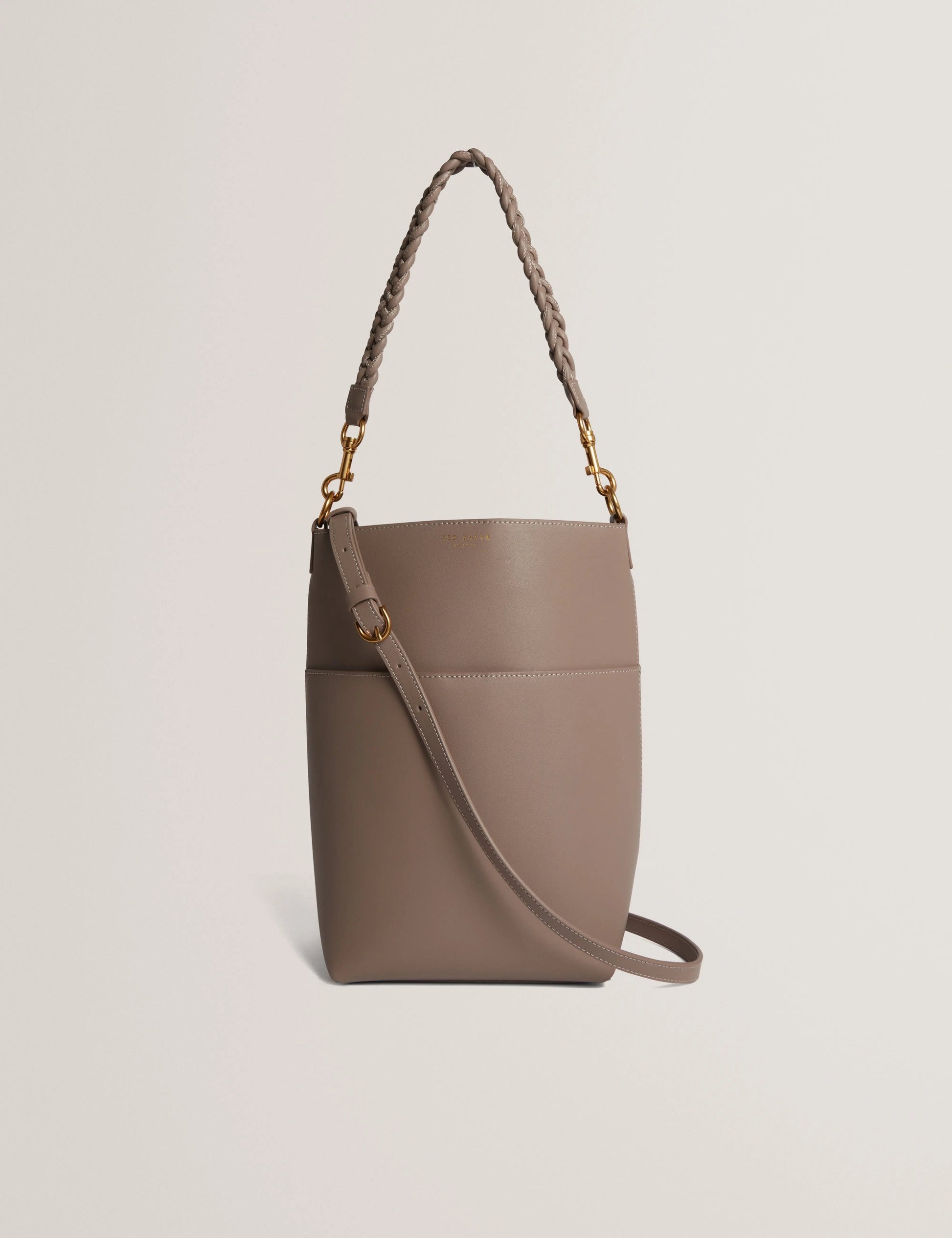 WANNDA: Weave Handle Leather Medium Bucket Bag - Bellabags Ted Baker