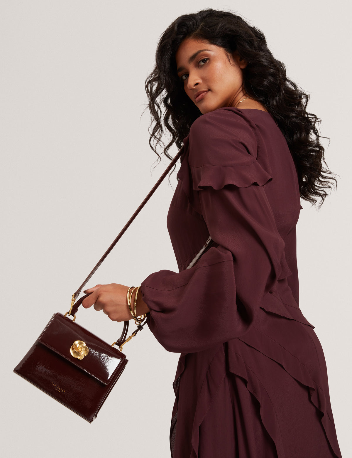 ROSEAU: Rose Detail Mini Crinkle Bag