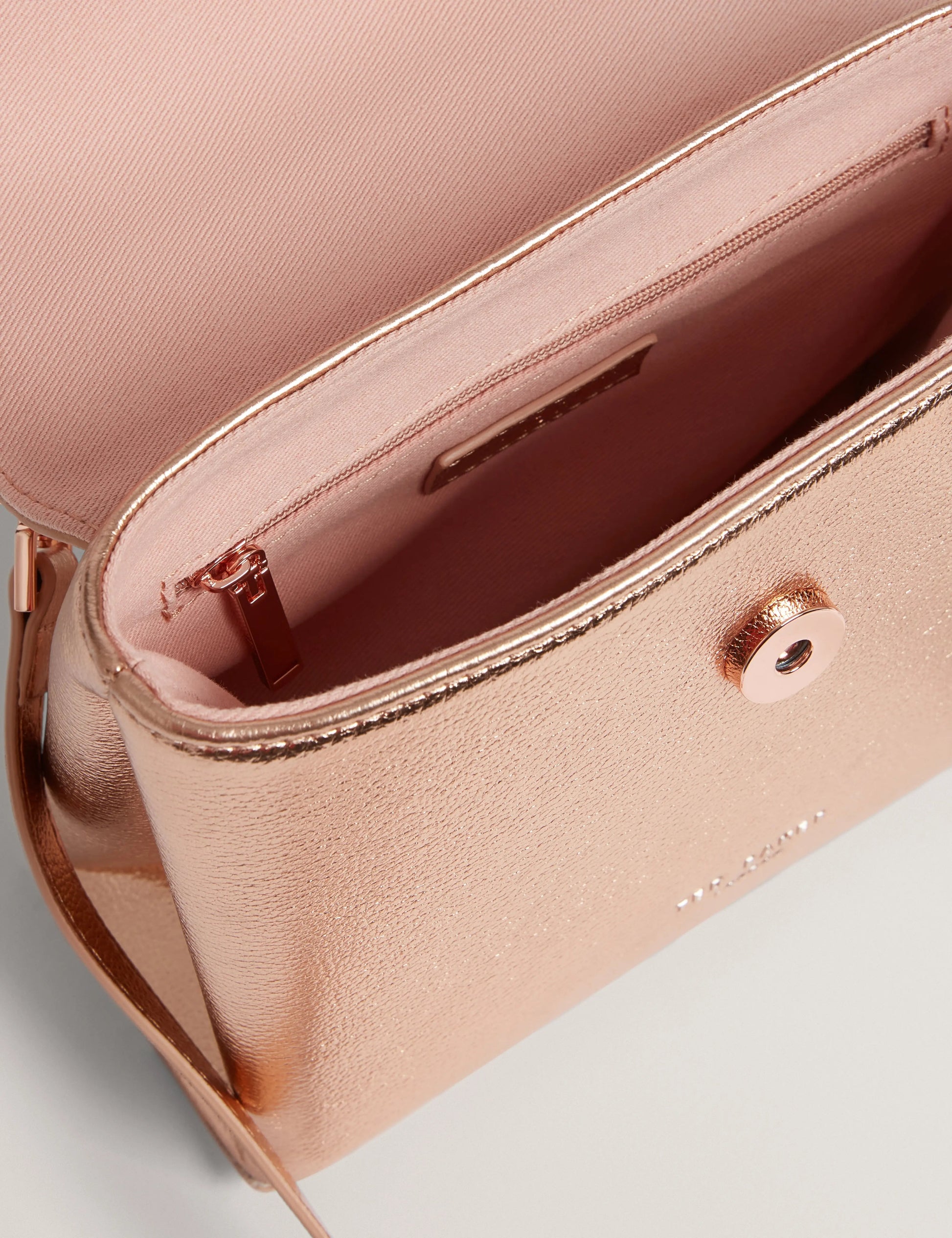 ROSAMA: Rose Detail Mini Metallic Top Handle Bag - Bellabags Ted Baker