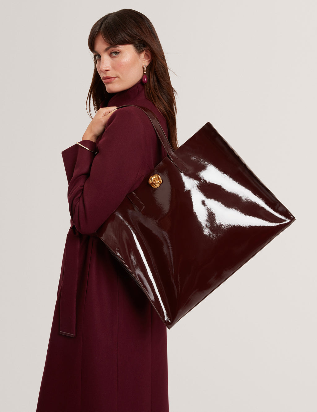 ROSENNI: Rose Detail Crinkle Large Tote Bag