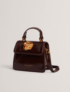 ROSELAH: Rose Detail Square Mini Top Handle Bag