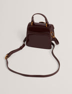 ROSELAH: Rose Detail Square Mini Top Handle Bag