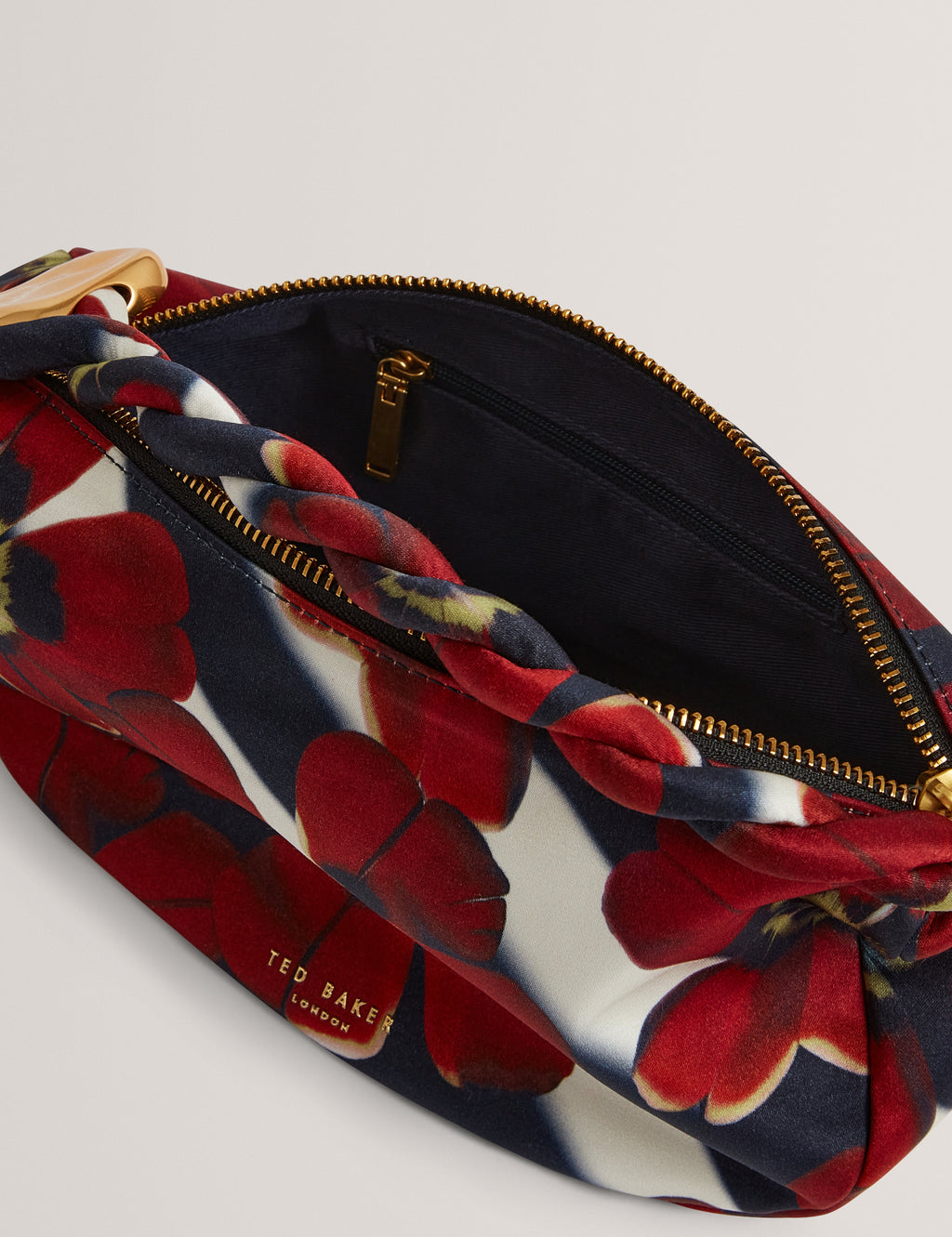 ISLI: Satin Statement Hardware Printed Hobo Bag
