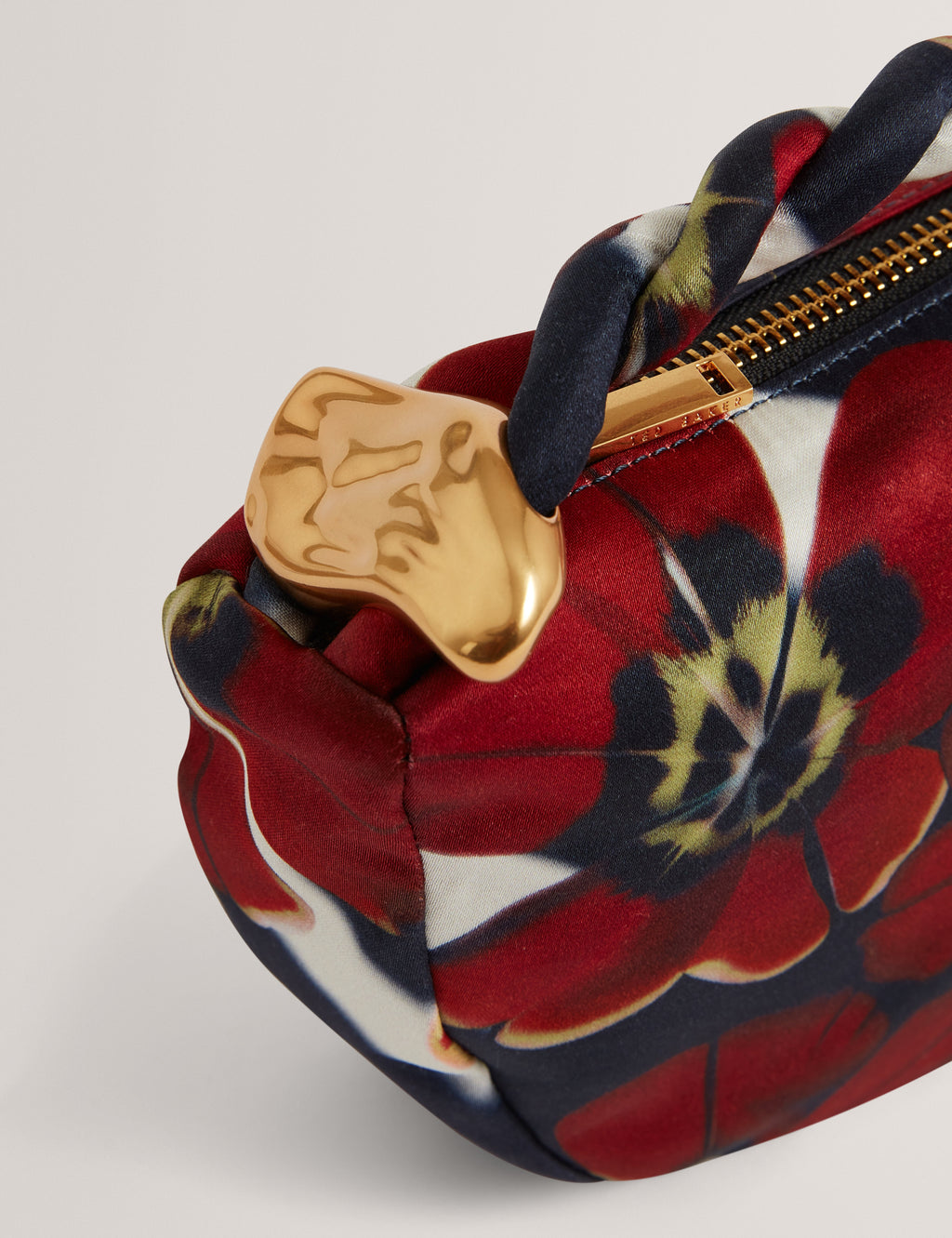 ISLI: Satin Statement Hardware Printed Hobo Bag