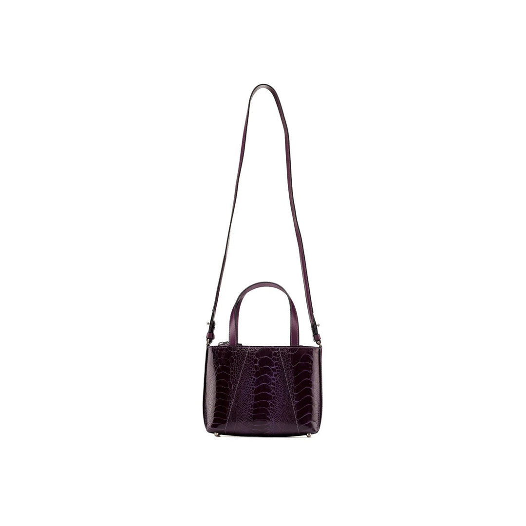 Purple Lily Ostrich Leg Leather Shoulder Bag Bellabags Bellabags