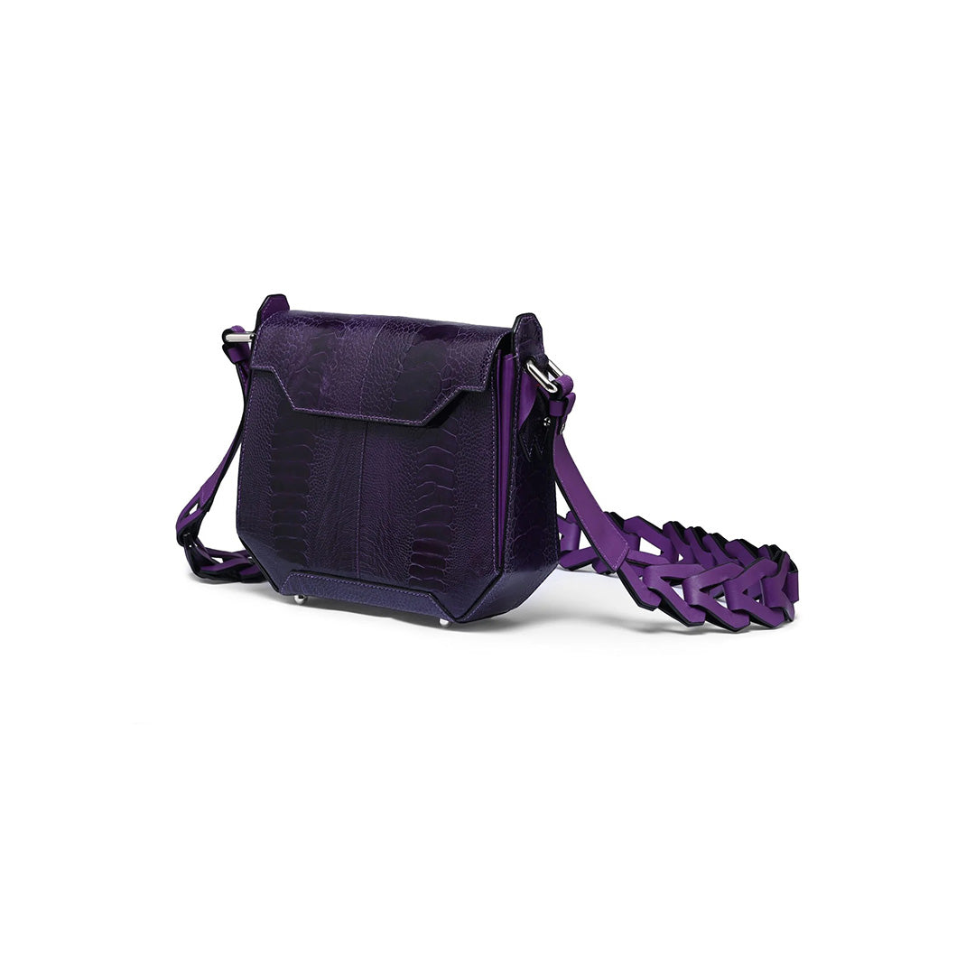 Purple Lia Ostrich Leather Shoulder Bag Bellabags Bellabags