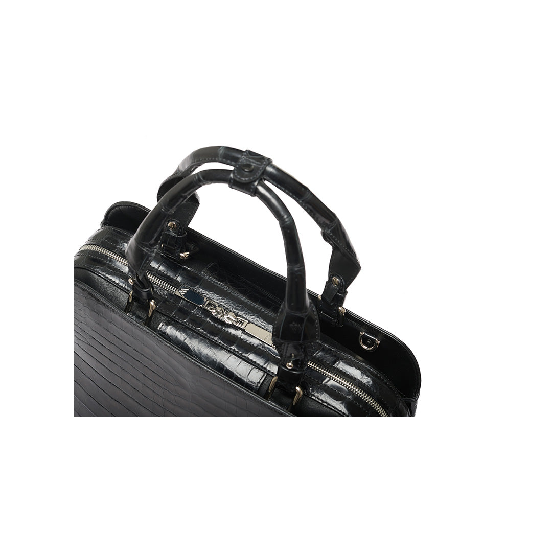Black Lexington Crocodile Leather Business Bag Bellabags Bellabags