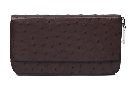Dark Brown Virginia Ostrich Leather Purse Bellabags Bellabags