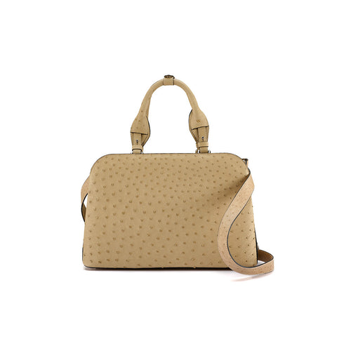 Beige Lexington Ostrich Leather Business Bag Bellabags Bellabags