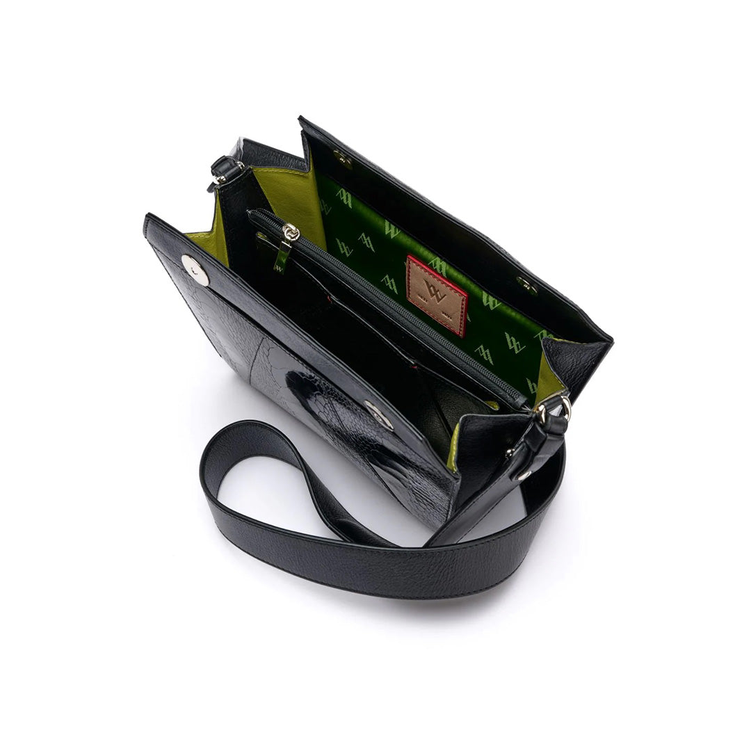 Black Lottie Ostrich Leather Crossbody Bag Bellabags Bellabags