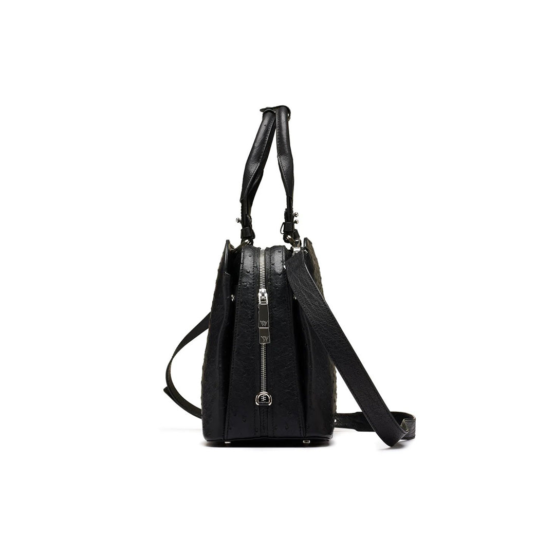 Black Lexington Ostrich Quill Leather Business Bag Bellabags Bellabags