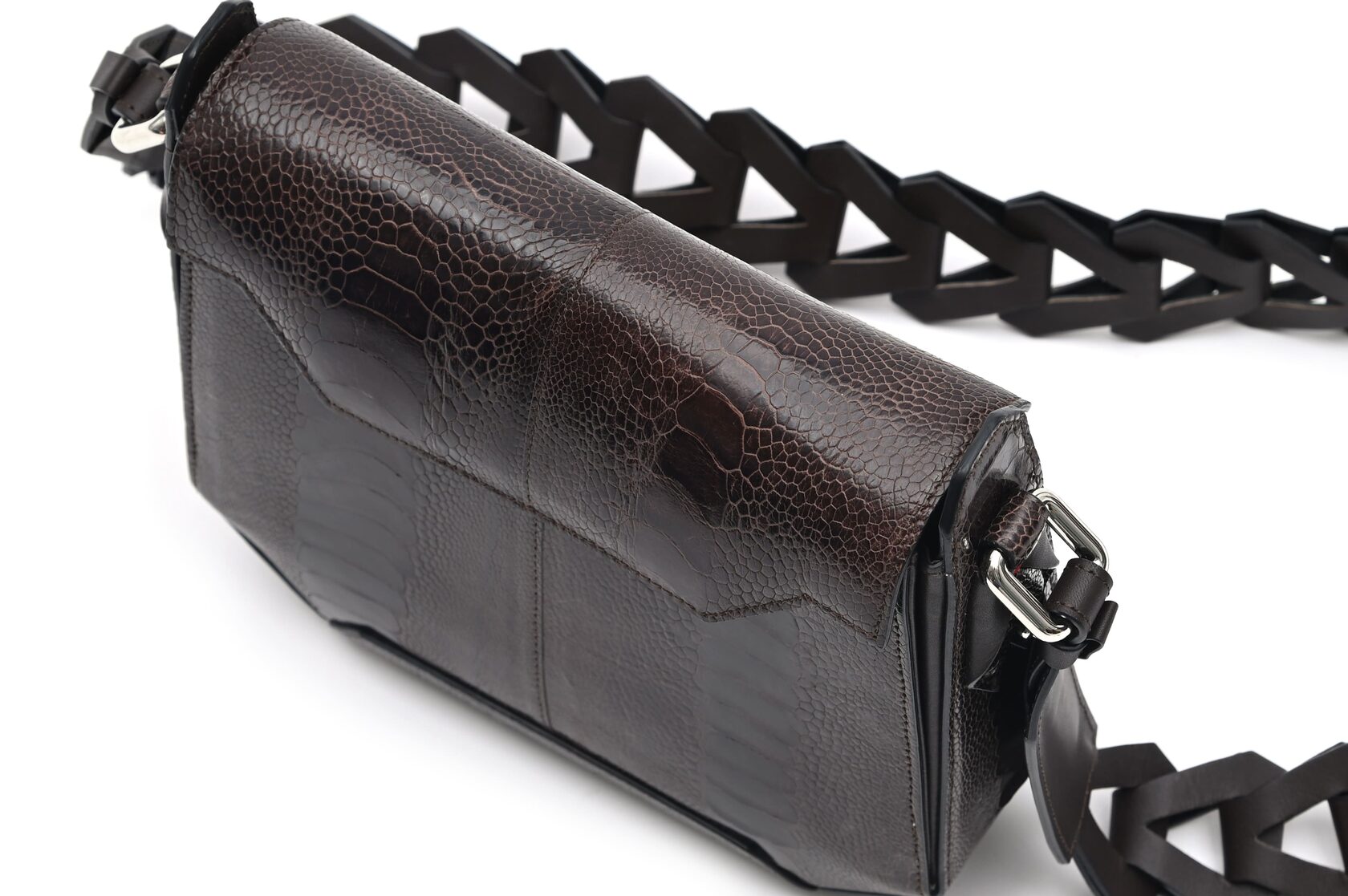 Dark Brown Lia Ostrich Leather Shoulder Bag Bellabags Bellabags