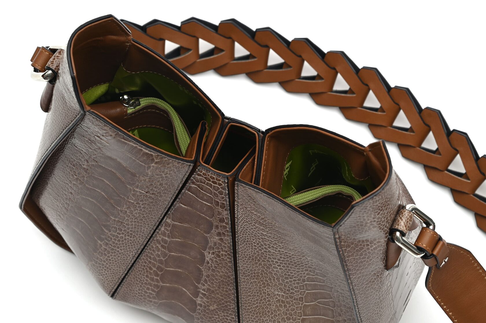 Dark Brown Lucia Ostrich Leather Shoulder Bag Bellabags Bellabags