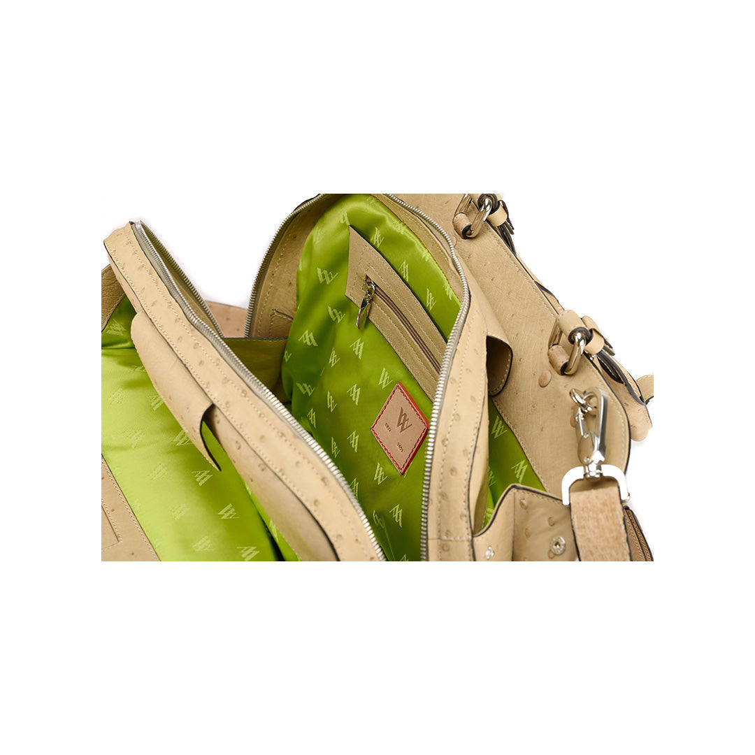 Beige Lexington Ostrich Leather Business Bag Bellabags Bellabags