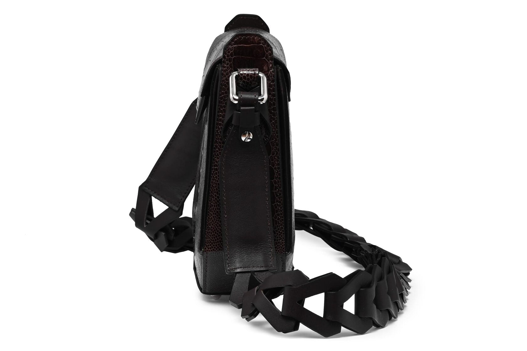 Dark Brown Lia Ostrich Leather Shoulder Bag Bellabags Bellabags