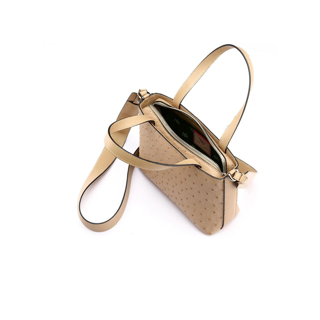 Beige Lily Ostrich Leather Shoulder Bag Bellabags Bellabags