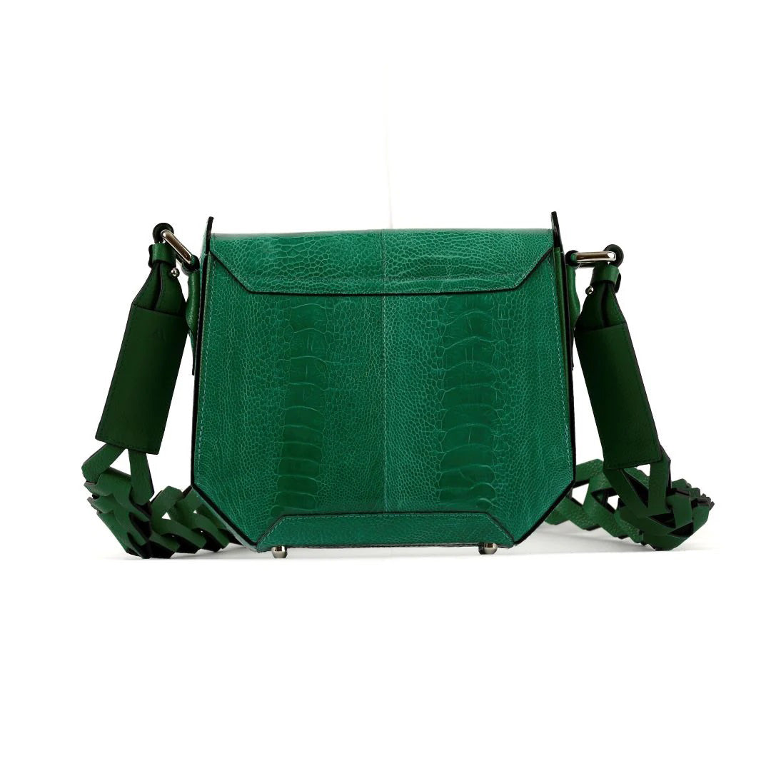 Green Lia Ostrich Leather Shoulder Bag Bellabags Bellabags