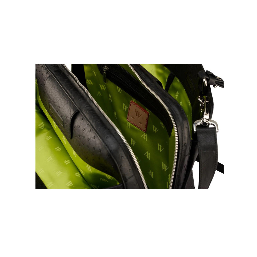 Black Lexington Ostrich Quill Leather Business Bag Bellabags Bellabags