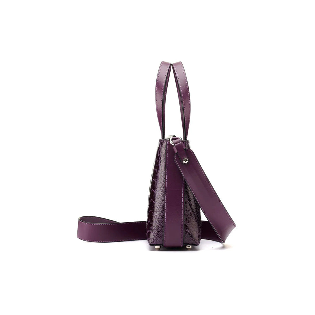 Purple Lily Ostrich Leg Leather Shoulder Bag Bellabags Bellabags