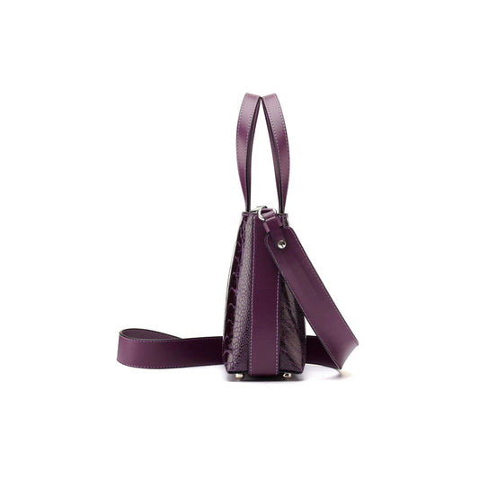 Purple Lily Ostrich Leg Leather Shoulder Bag Bellabags Bellabags