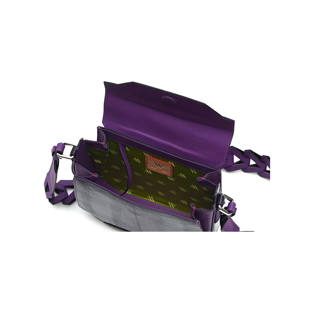 Purple Lia Ostrich Leather Shoulder Bag Bellabags Bellabags