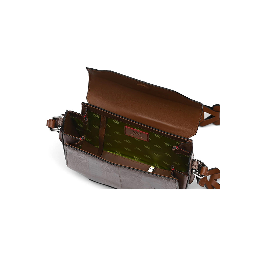 Brown Lia Ostrich Leather Shoulder Bag Bellabags Bellabags