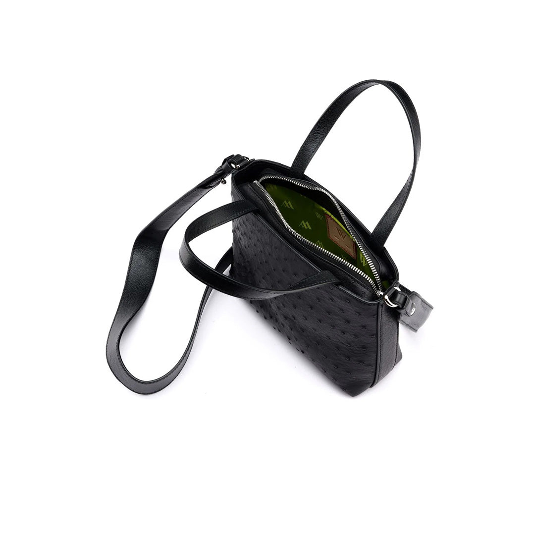 Black Lily Ostrich Quill Leather Shoulder Bag Bellabags Bellabags