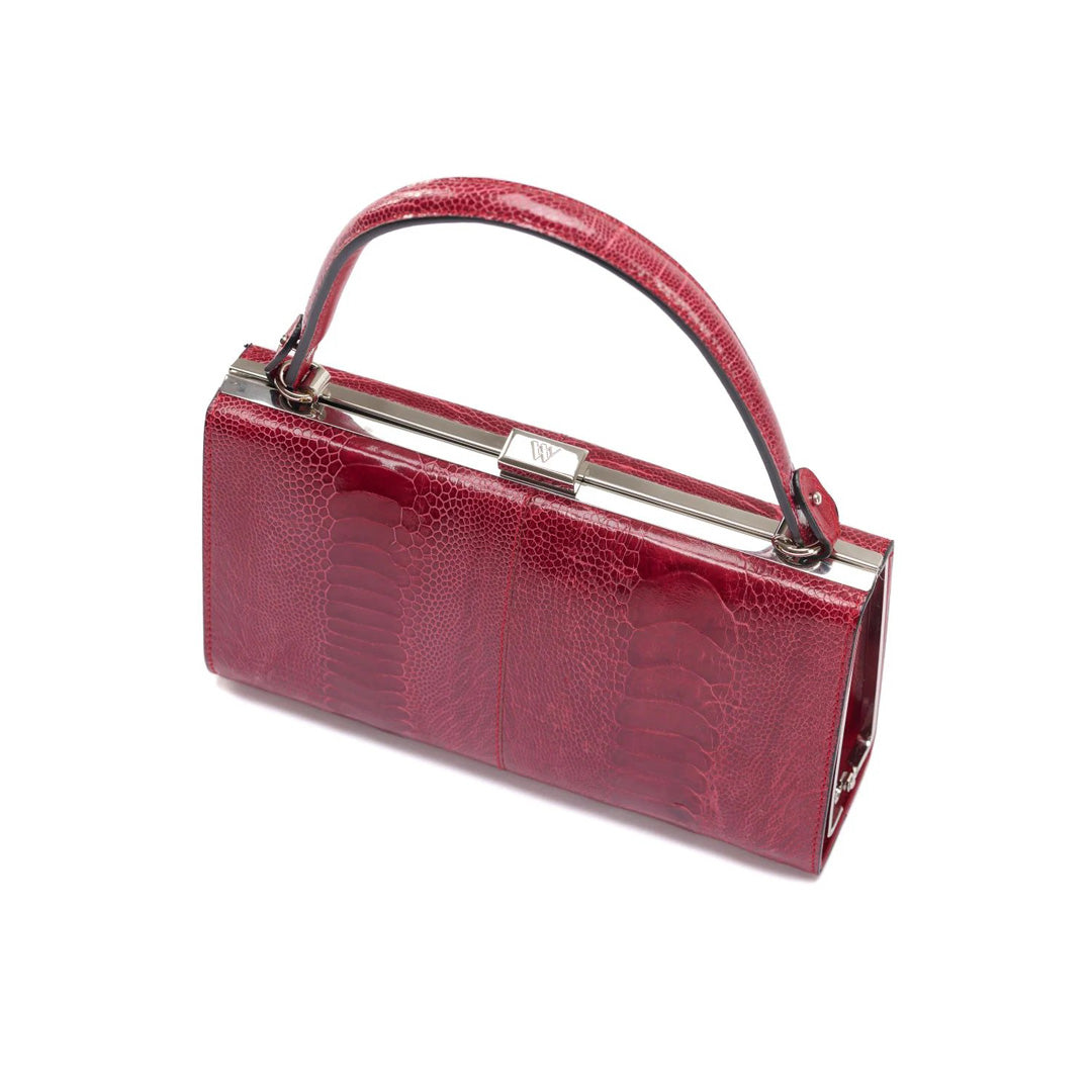 Red Libby Ostrich Leather Evening Bag Bellabags Bellabags