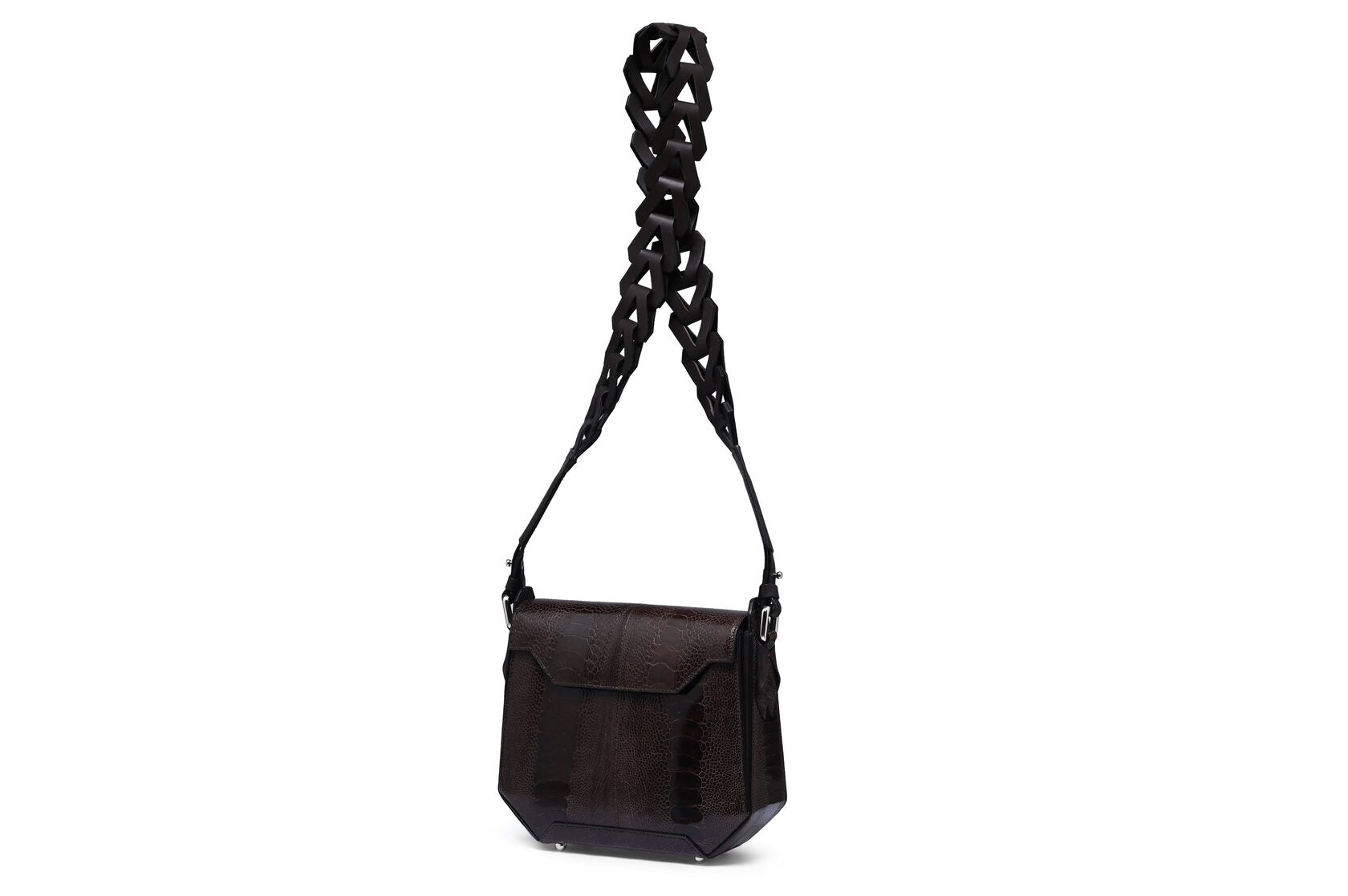 Dark Brown Lia Ostrich Leather Shoulder Bag Bellabags Bellabags