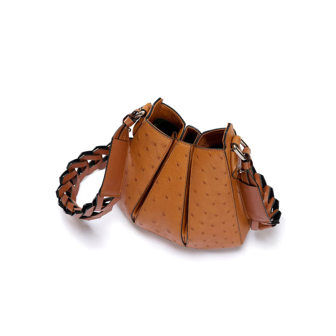 Light Brown Luna Ostrich Leather Shoulder Bag Bellabags Bellabags