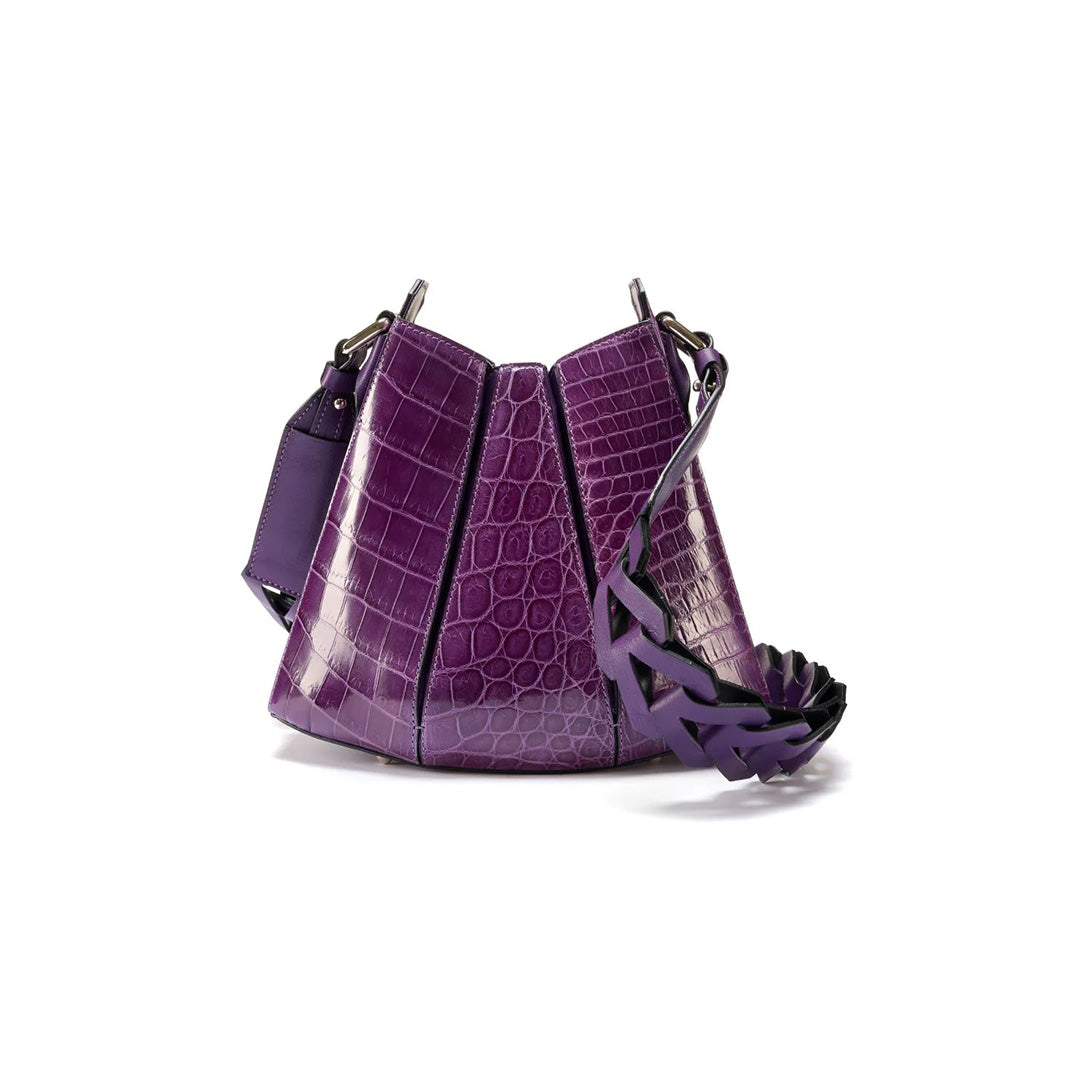 Purple Luna Crocodile Leather Shoulder Bag Bellabags Bellabags